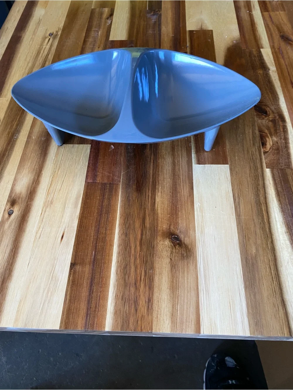 MCM Gray Melamine Divided 2-Compartment Oval Serving Bowl 11.6
